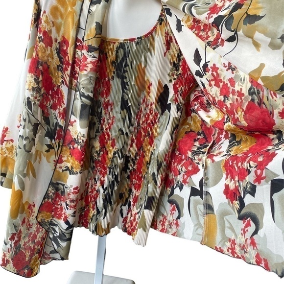 CARDIGAN with sleeveless ribbed top, size large, unknown maker, polyester-90s - Picture 6 of 8